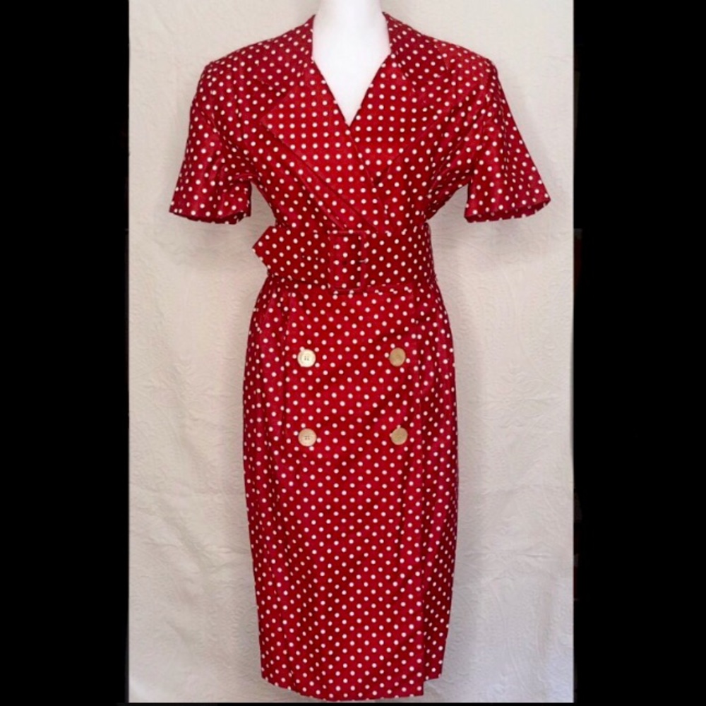 Vintage 1970s S.G. Gilbert Red Polka Dot Dress